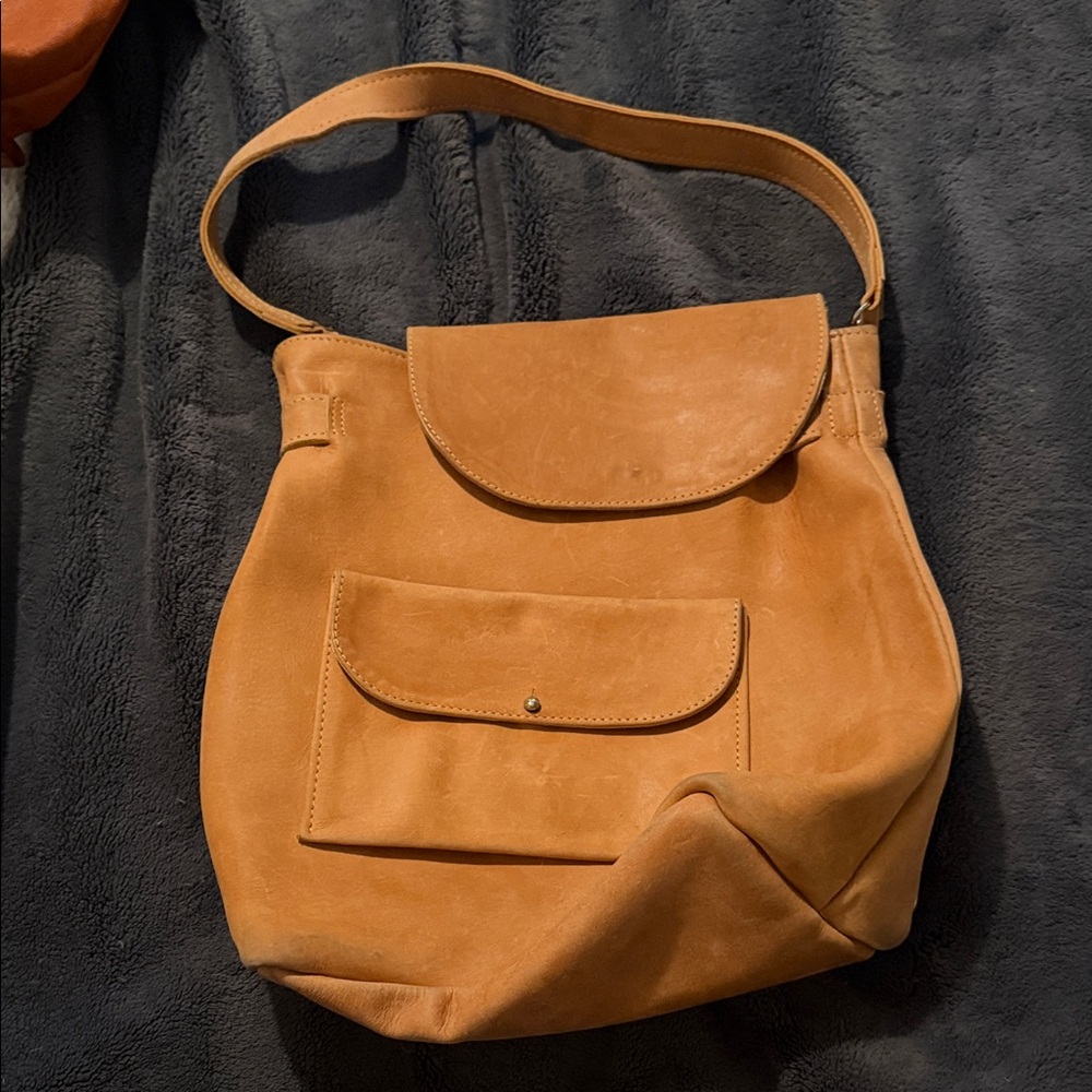 Noonday - leather backpack/shoulder bag. Tan great shape!